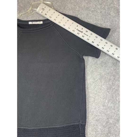 T by Alexander Wang Shirt Womens X-Small Black Mesh Hem Raglan Crewneck Terry - Picture 4 of 13